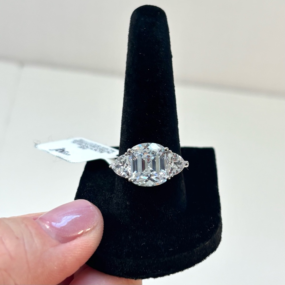 Sparkler ring with 10 cts of dazzling CZ stones (rhodium-over-sterling silver)